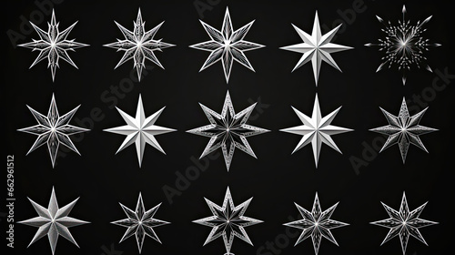 Vector star set with intricately designed stars perfect for creative projects