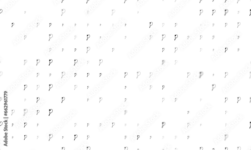 Seamless background pattern of evenly spaced black tennis symbols of different sizes and opacity. Illustration on transparent background Seamless background pattern of evenly spaced black tennis symbols of different sizes and opacity. Illustration on transparent background
