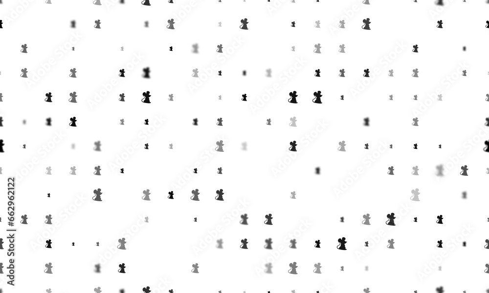 Seamless background pattern of evenly spaced black mouse symbols of different sizes and opacity. Illustration on transparent background Seamless background pattern of evenly spaced black mouse symbols of different sizes and opacity. Illustration on transparent background