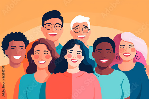 group of diverse people smiling together © GHArtwork