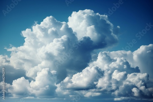 A charming picture of fluffy clouds in a serene sky  depicted in an artistic manner. Generative AI