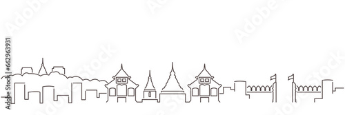 Chiang Mai Dark Line Simple Minimalist Skyline With White Background