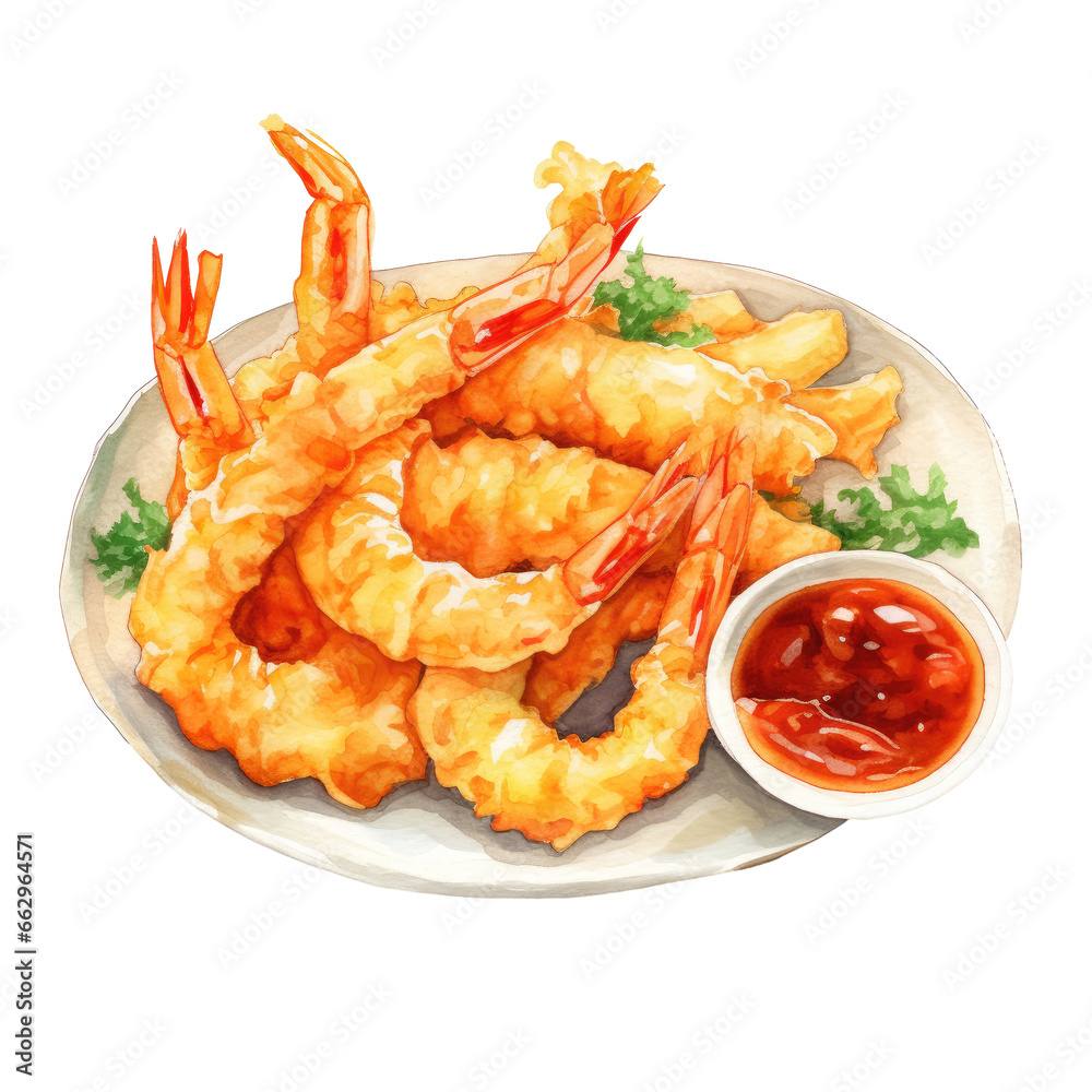 national food element. watercolor Tempura illustration. national food element. watercolor Tempura illustration.