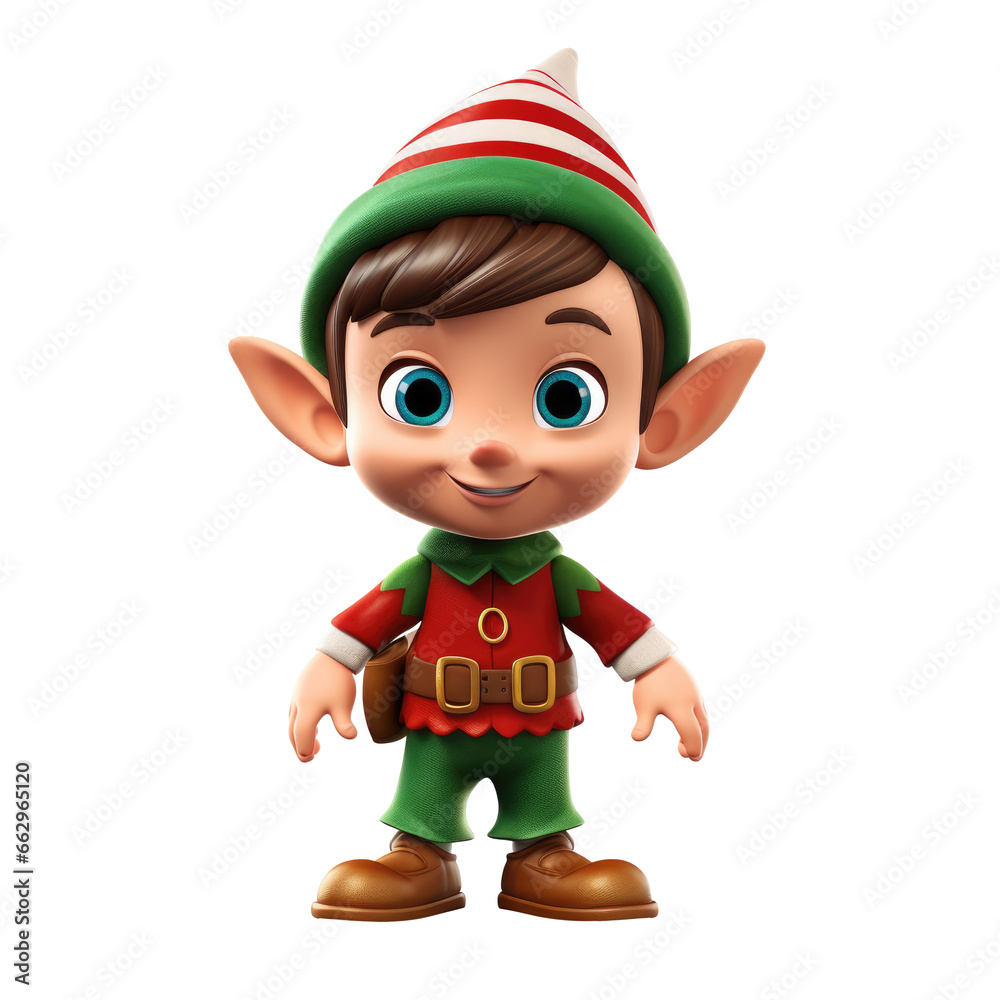 Cute Santa Claus's Elf Boy, Christmas 3D character isolated on a transparent background Cute Santa Claus's Elf Boy, Christmas 3D character isolated on a transparent background