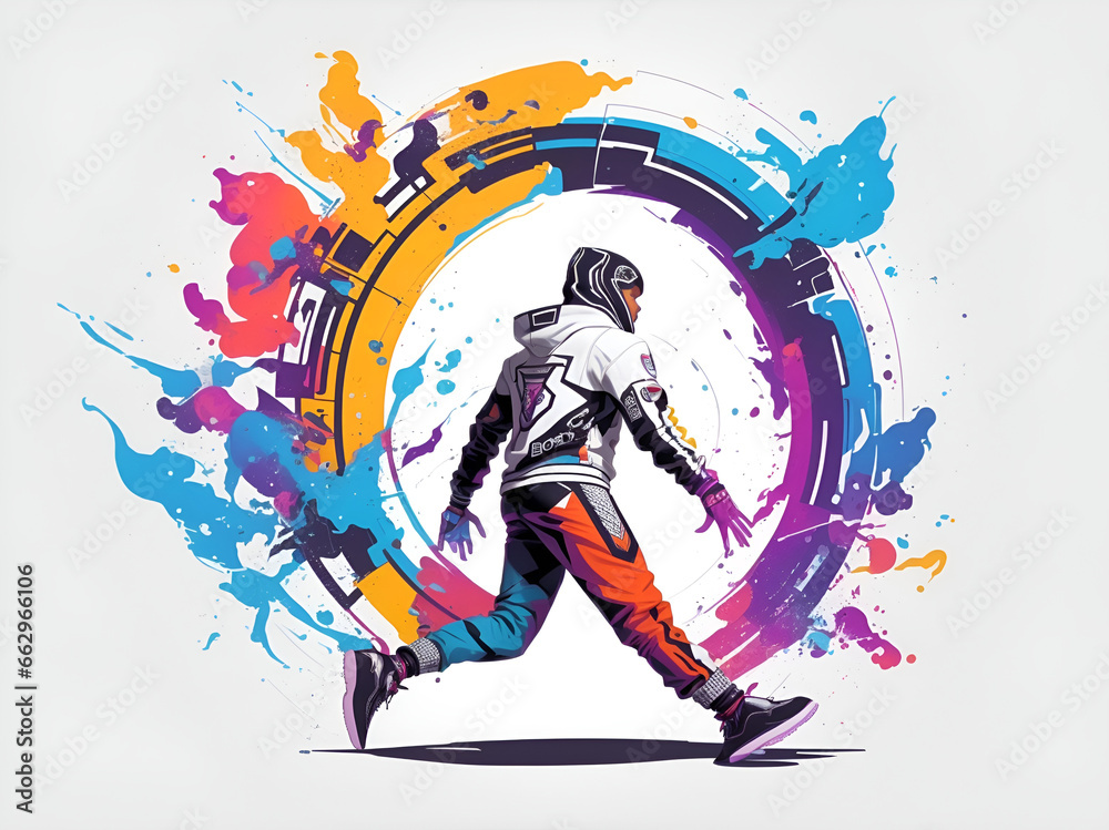 Fototapeta premium Guy by the Multicolored Portal AI generated
