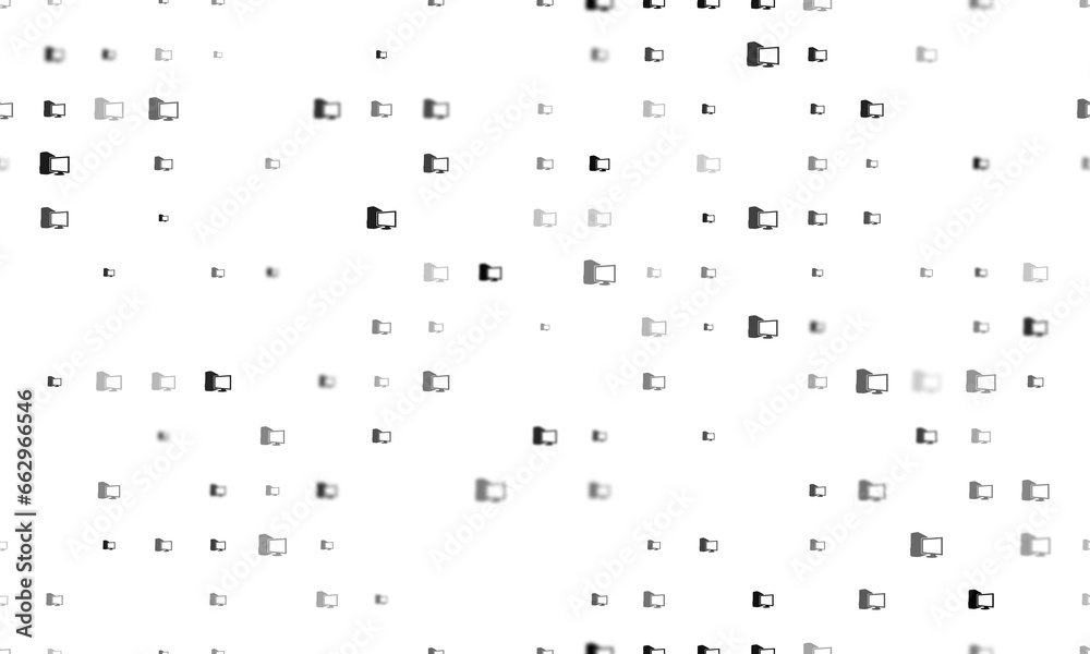 Seamless background pattern of evenly spaced black desktop symbols of different sizes and opacity. Illustration on transparent background Seamless background pattern of evenly spaced black desktop symbols of different sizes and opacity. Illustration on transparent background