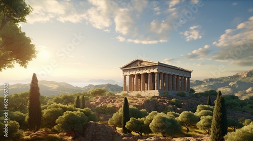 Beautiful view of the ancient Greek temple of Hephaestus.AI Generated photo