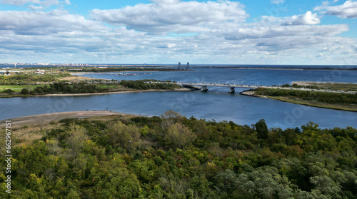 Wallpaper Mural aerial view of BQE (brooklyn queens expressway) with gil hodges bridge in the background from marine park in brooklyn new york city (nyc) bridges, traffic, cars, water, bay, beach, marsh, jamaica bay Torontodigital.ca