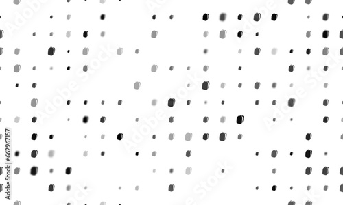 Seamless background pattern of evenly spaced black school bag symbols of different sizes and opacity. Vector illustration on white background