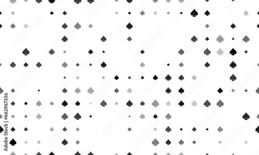 Seamless background pattern of evenly spaced black spades of different sizes and opacity. Illustration on transparent background Seamless background pattern of evenly spaced black spades of different sizes and opacity. Illustration on transparent background