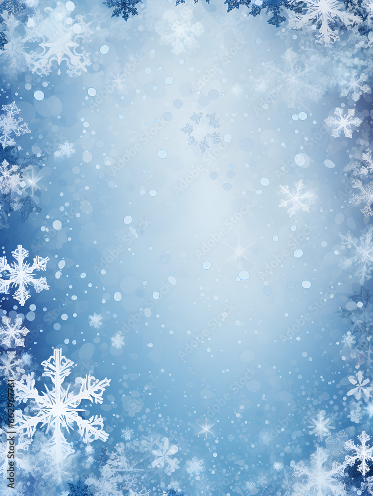 Abstract winter snowflakes background design with copy space 