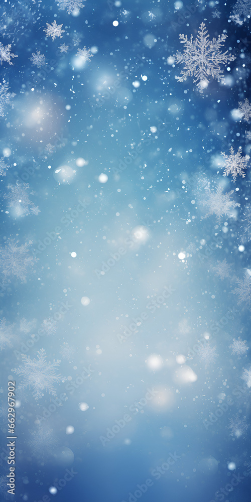 Fototapeta premium Abstract winter snowflakes background design with copy space 