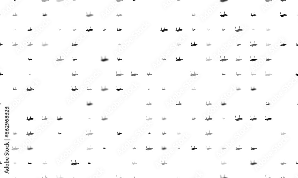 Seamless background pattern of evenly spaced black router symbols of different sizes and opacity. Illustration on transparent background Seamless background pattern of evenly spaced black router symbols of different sizes and opacity. Illustration on transparent background