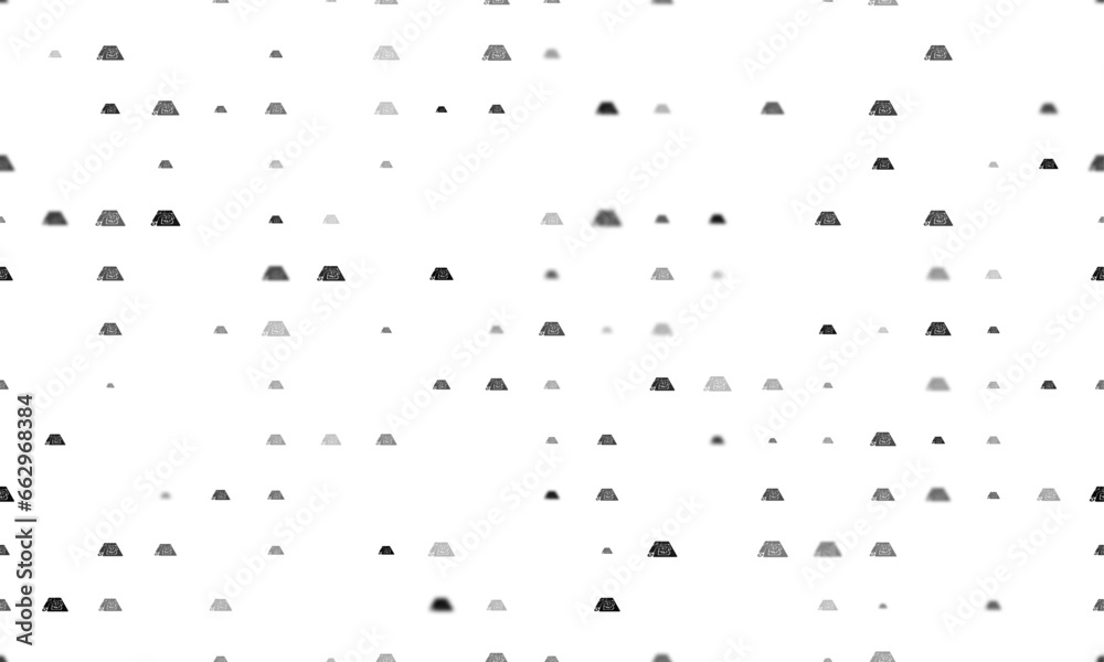 Seamless background pattern of evenly spaced black printed circuit boards of different sizes and opacity. Vector illustration on white background