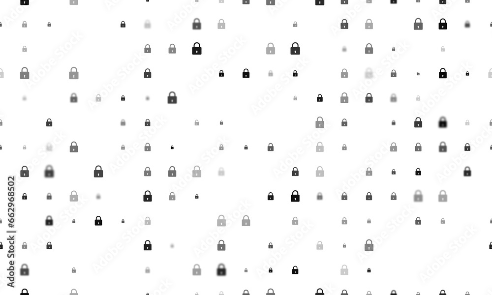 Seamless background pattern of evenly spaced black padlock symbols of different sizes and opacity. Illustration on transparent background Seamless background pattern of evenly spaced black padlock symbols of different sizes and opacity. Illustration on transparent background