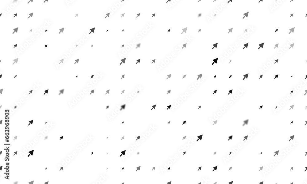 Seamless background pattern of evenly spaced black trowel symbols of different sizes and opacity. Illustration on transparent background
