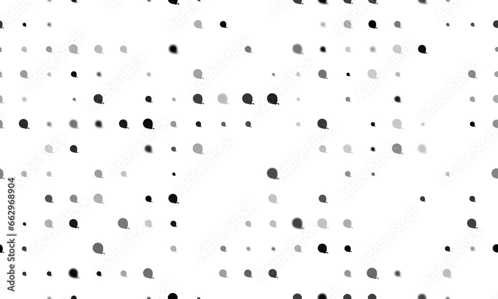 Seamless background pattern of evenly spaced black tape measure symbols of different sizes and opacity. Illustration on transparent background