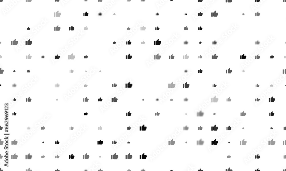 Seamless background pattern of evenly spaced black thumb up symbols of different sizes and opacity. Illustration on transparent background Seamless background pattern of evenly spaced black thumb up symbols of different sizes and opacity. Illustration on transparent background