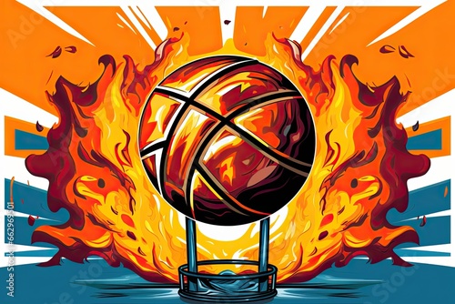 Basketball Clipart: Anticipation of Match Point Shot - Ball Poised at Edge of Basket, generative AI
