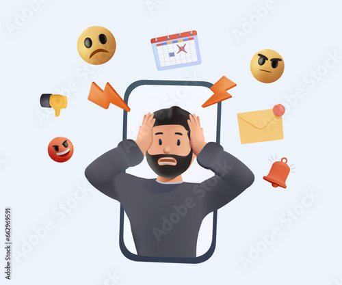 Modern social media problems, peculiarities and differences, 3D illustration. Concept business illustrations. 3D Vector