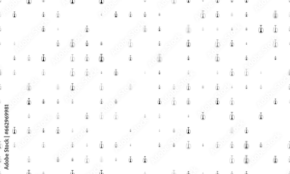 Seamless background pattern of evenly spaced black hookah symbols of different sizes and opacity. Vector illustration on white background Seamless background pattern of evenly spaced black hookah symbols of different sizes and opacity. Vector illustration on white background