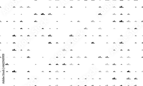 Seamless background pattern of evenly spaced black winners podium symbols of different sizes and opacity. Vector illustration on white background