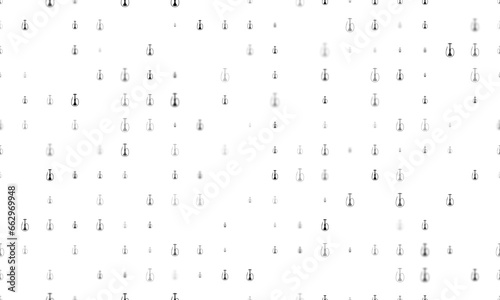 Seamless background pattern of evenly spaced black hookah symbols of different sizes and opacity. Illustration on transparent background