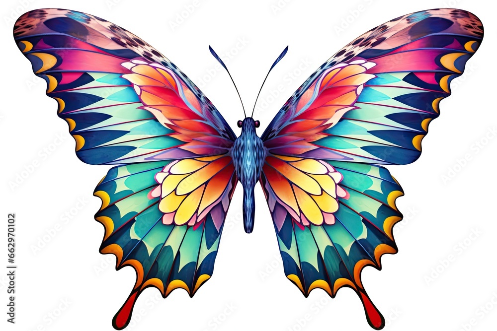 Delicate Butterfly Clipart Vibrant MidFlight with Colorful Wing