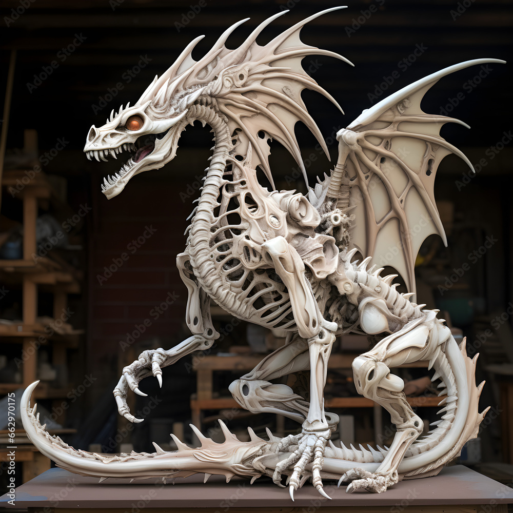 Dragon squelette halloween - obrazy, fototapety, plakaty 