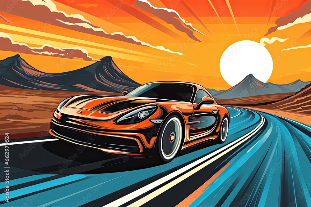 Car Clipart Speed and Freedom Sleek Sports Car Zooming Down Open