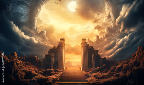 Divine Entry: The Gates of Heaven Awaiting the Departed