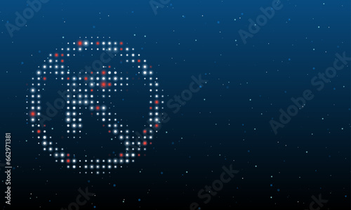 On the left is the no right turn symbol filled with white dots. Background pattern from dots and circles of different shades. Vector illustration on blue background with stars