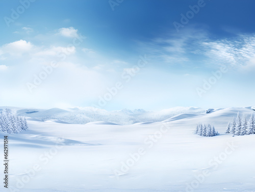 Snow winter forest background, with copy space