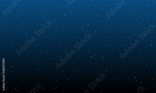 On the left is the 50 percent symbol filled with white dots. Background pattern from dots and circles of different shades. Vector illustration on blue background with stars
