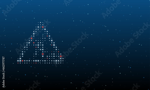 On the left is the road work symbol filled with white dots. Background pattern from dots and circles of different shades. Vector illustration on blue background with stars