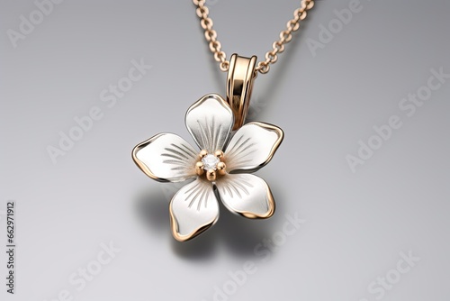 Good Luck Charm Necklace Design: Minimal, Stylized Clover Image for an Authentic Lucky Symbol, generative AI