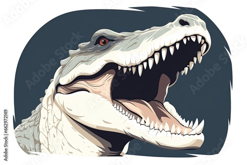 Crocodile Minimalistic Icon: Ideal for Wildlife Preservation Website, generative AI © Michael