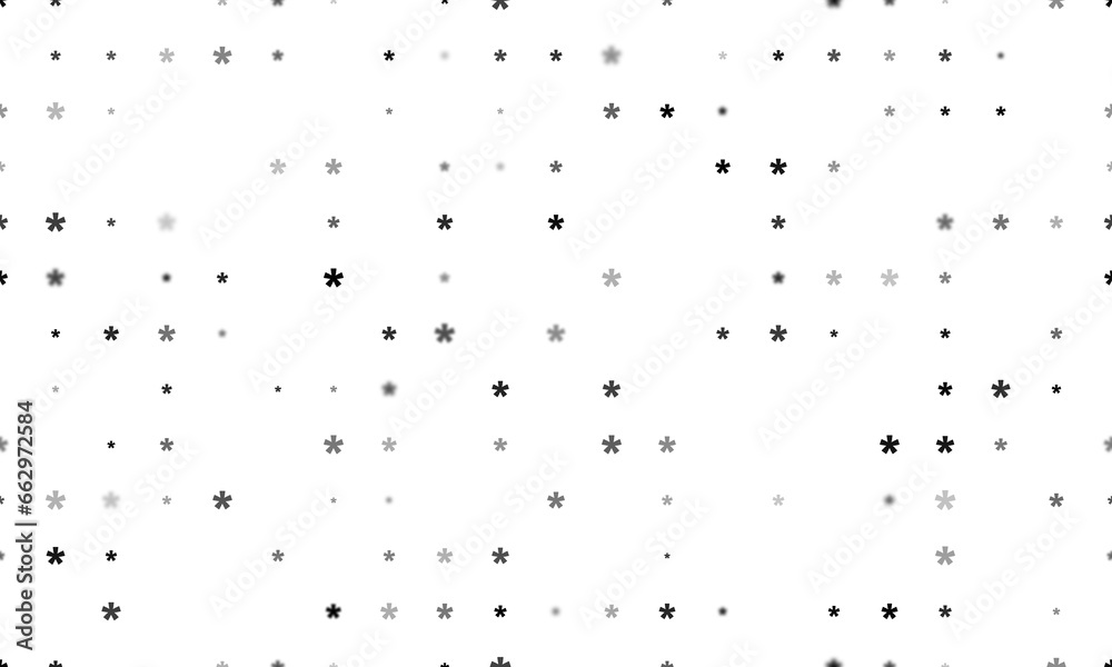 Seamless background pattern of evenly spaced black multiply symbols of different sizes and opacity. Illustration on transparent background