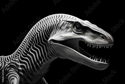 Dinosaur Black and White Graphic  Stunning Prehistoric Museum Exhibit Art  generative AI