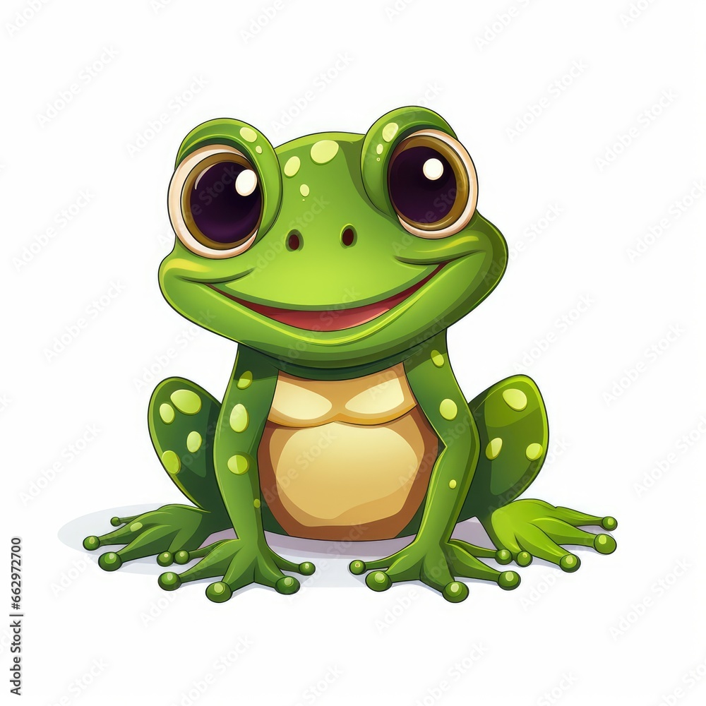 Fototapeta premium Cartoon frog, isolated background, AI generated Image