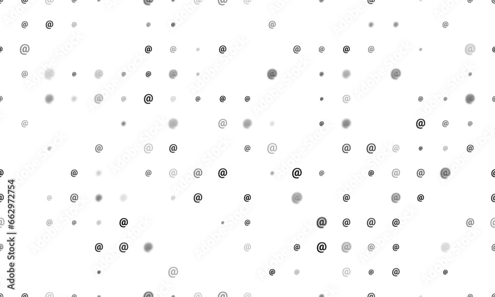 Seamless background pattern of evenly spaced black at symbols of different sizes and opacity. Vector illustration on white background
