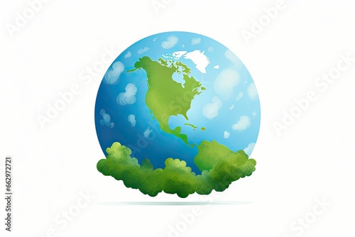 Earth Minimalist Icon: Environmental Awareness Poster Design, generative AI © Michael