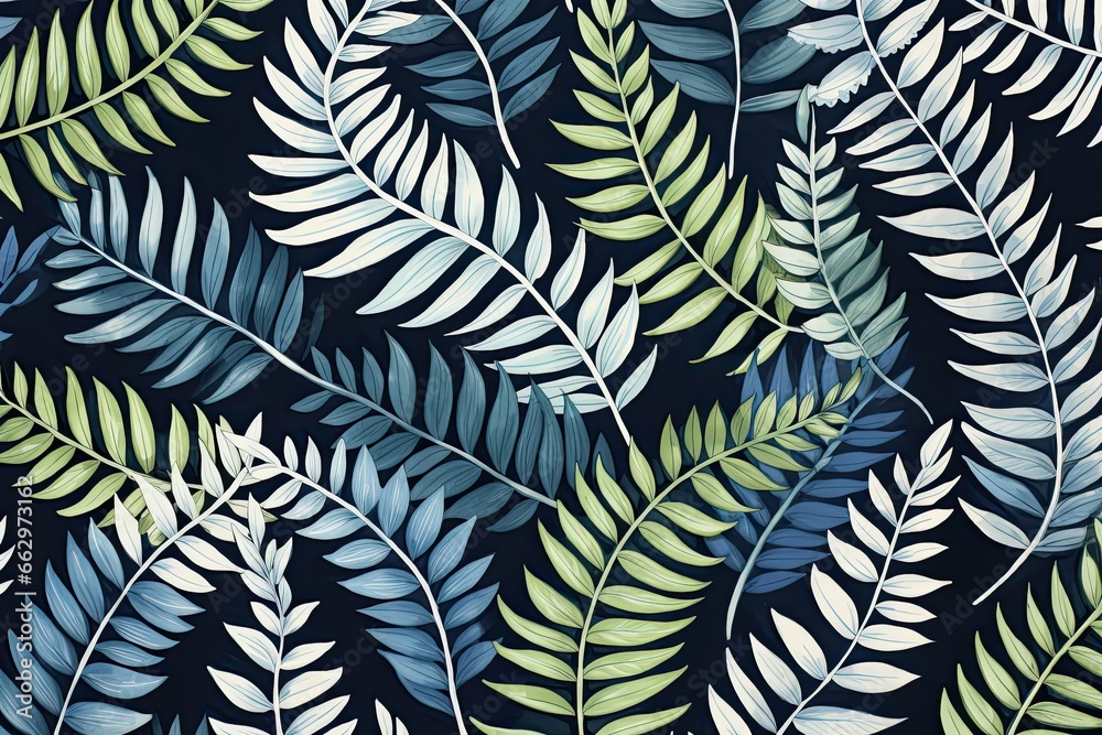 Organic Nature-Inspired Fabric Print: Fern Leaf Abstracted into a Simple and Elegant Design, generative AI
