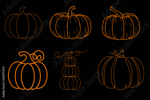 set of halloween pumpkins