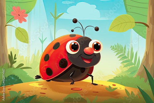 Children's Nature Guide Cover: Cute and Simple Ladybug Design for Engaging Exploration, generative AI