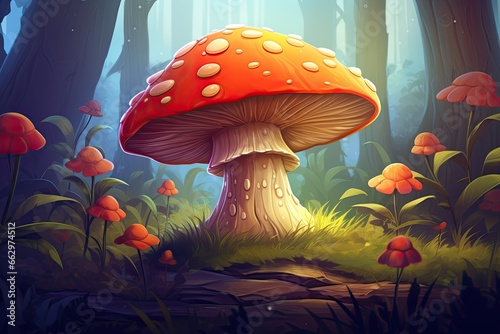 Mushroom Icon  Whimsical   Simple Design for Fairy Tale Book Cover  generative AI