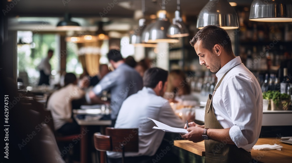 waiter working in the restaurant waiter working in the restaurant