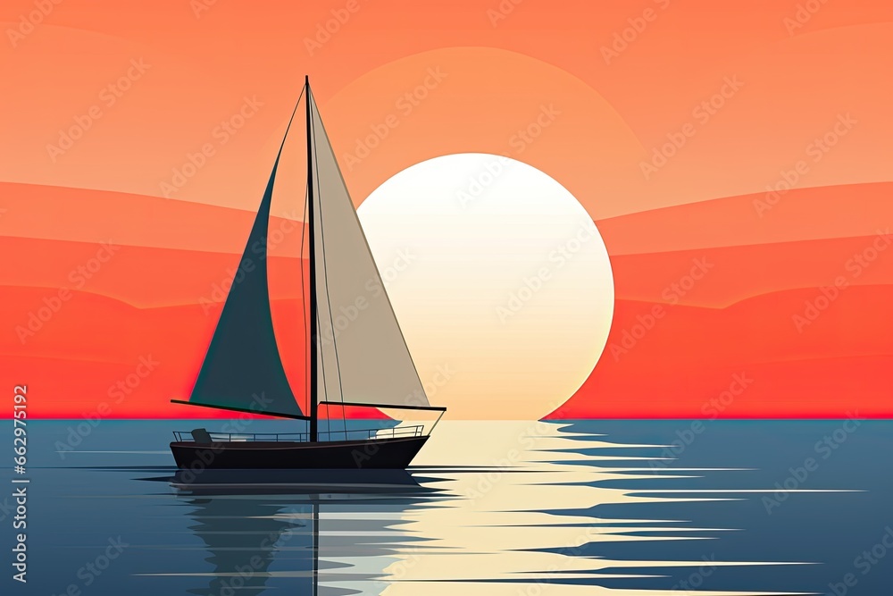 Sailboat Abstracted: Simple Nautical Design for Marina Poster, generative AI