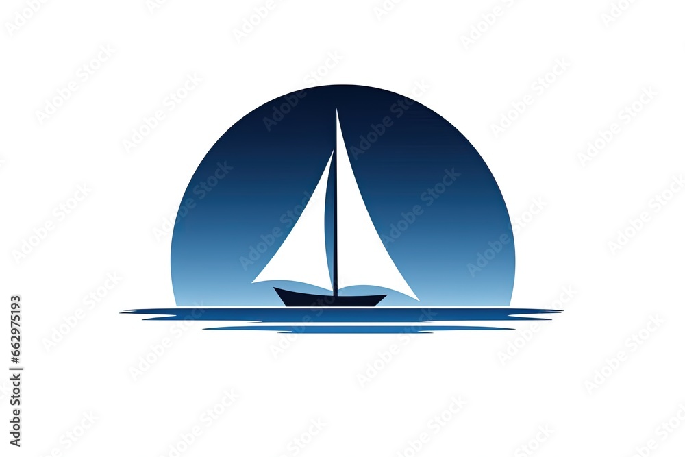 Sailboat Minimalist Icon: Simplified Design for Sailing Club Banner, generative AI