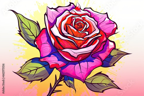 Valentine s Day Rose Clipart  Exaggerated and Vibrant Rose Illustrations for Greeting Cards  generative AI